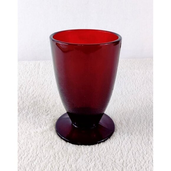 Vintage Anchor Hocking Royal Rubby Red Glass Footed Tumbler Iced Tea MCM 5.5" - Picture 2 of 12
